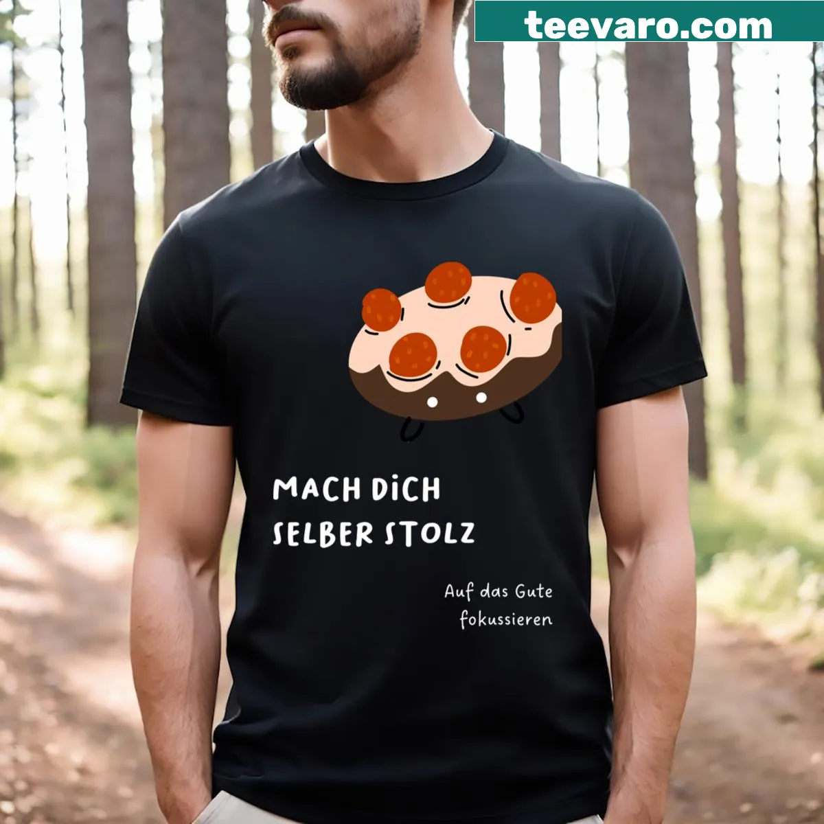 Summer-themed T-shirt with donut illustration and playful slogan — on a men's t-shirt