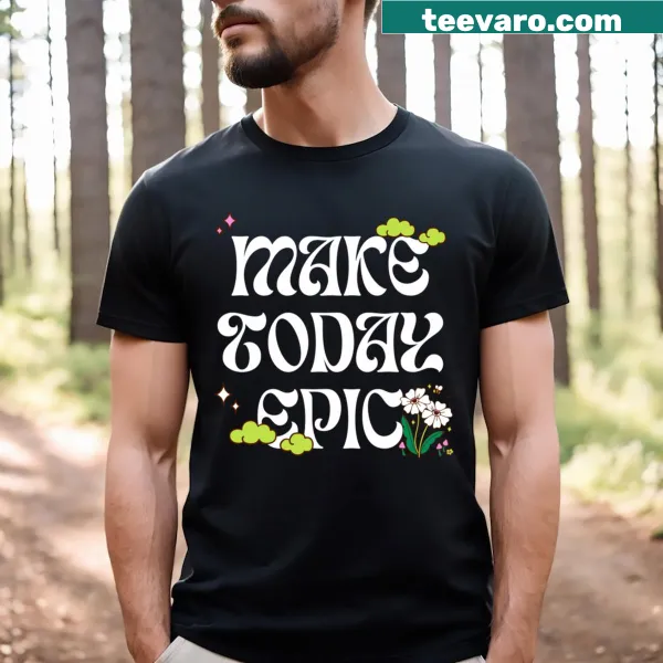 Psychedelic typography t-shirt promoting a positive outlook with bold text