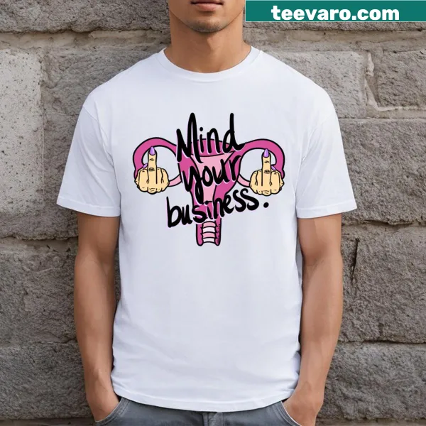 Humorous Mind Ur Biz text with middle finger graphic on t-shirt