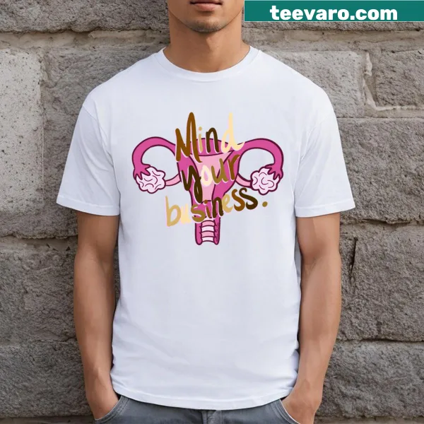Playful design featuring 'Mind Ur Biz' with an artistic uterus graphic