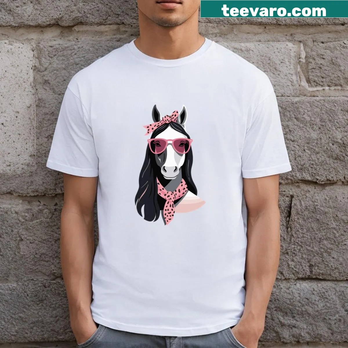Stylish t-shirt for horse-loving moms — on a men's t-shirt