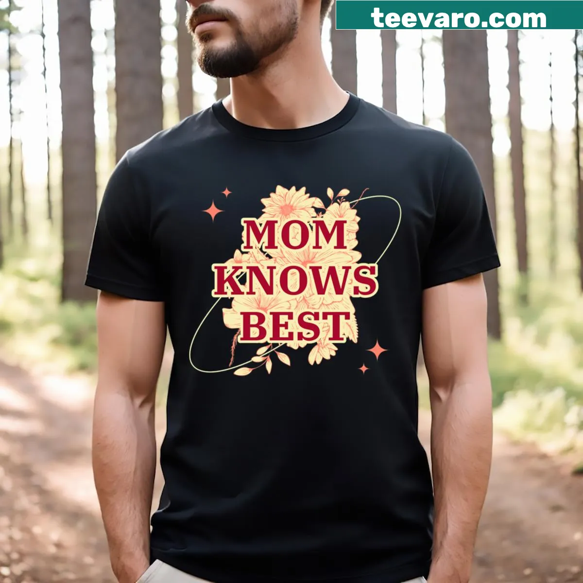 Emotional quote 'Mom Knows Best' design on a t-shirt for Mother's Day — on a men's t-shirt