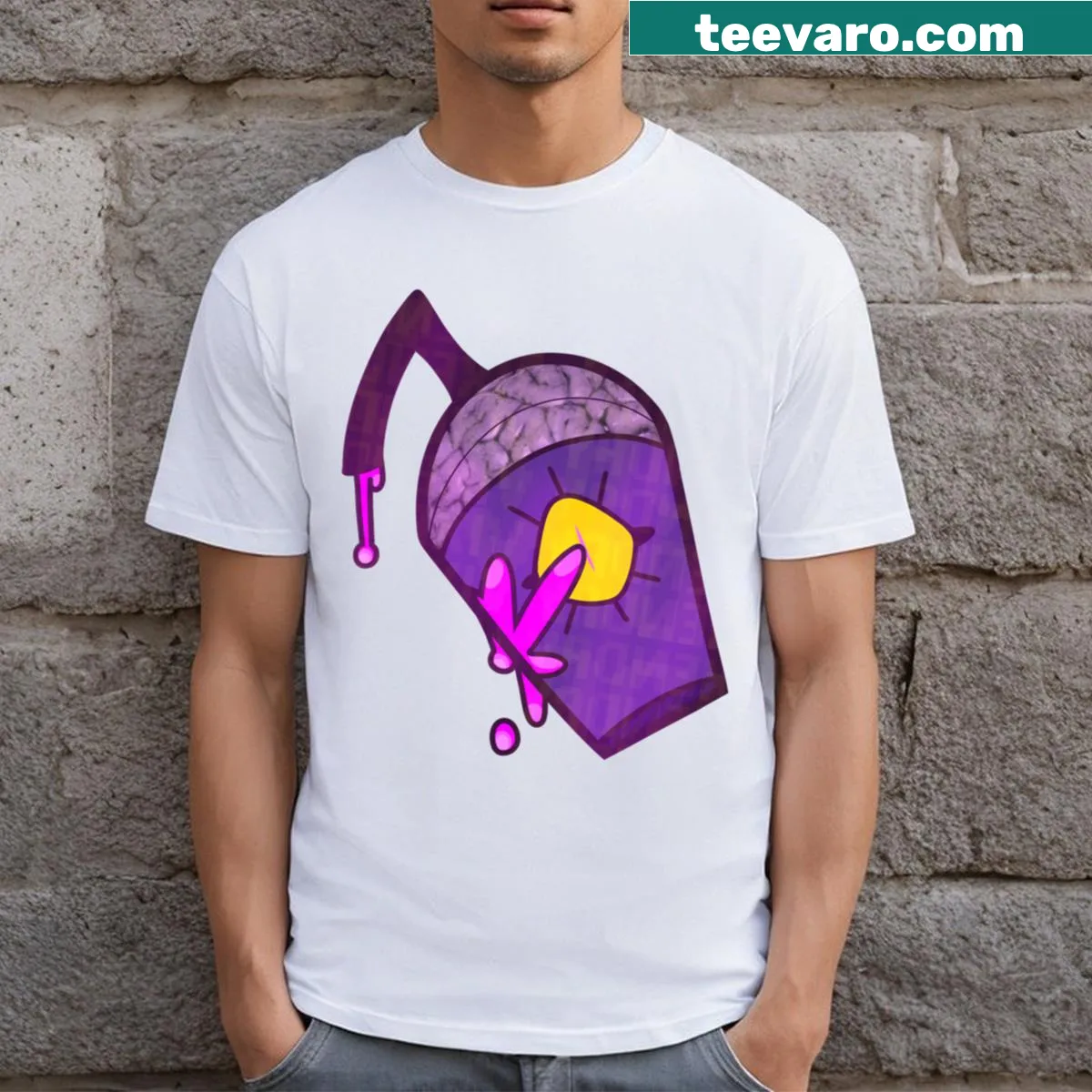 Playful monster shake design with zombie elements — on a men's t-shirt