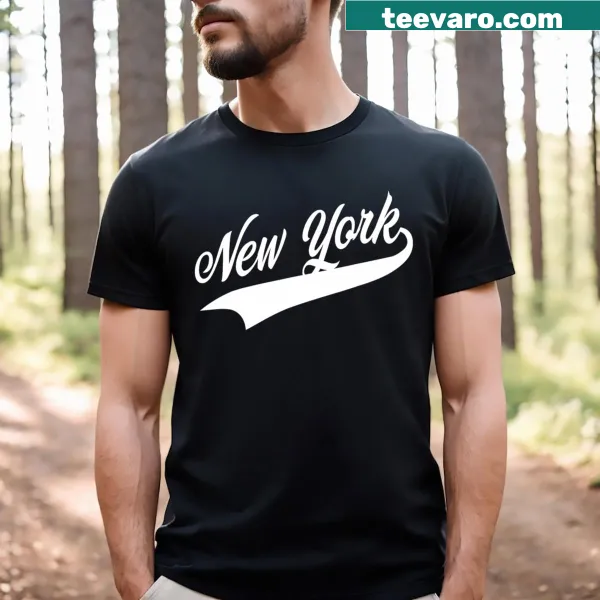 T-shirt featuring bold text design saying 'New York'