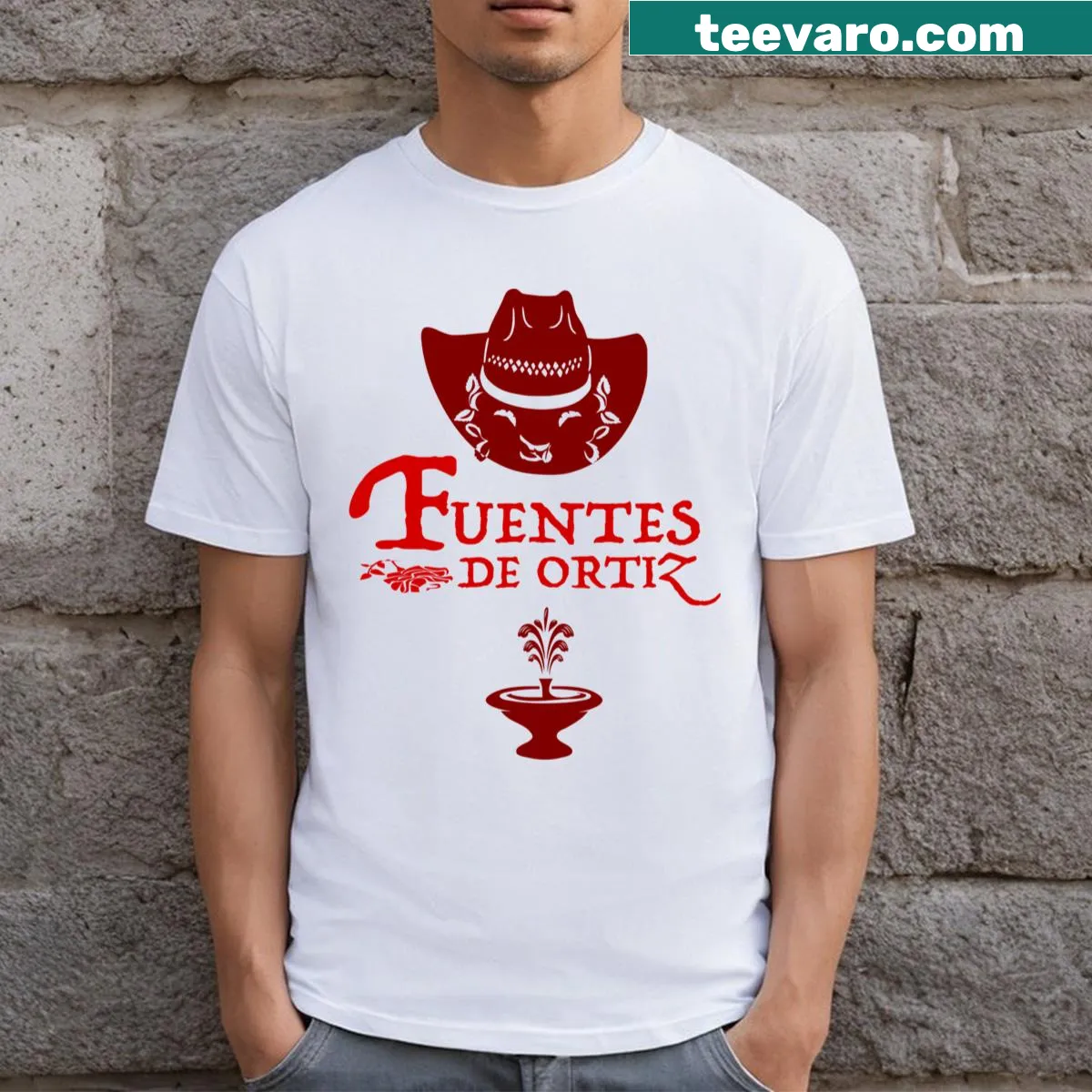 T-shirt featuring Ortiz Sources branding — on a men's t-shirt
