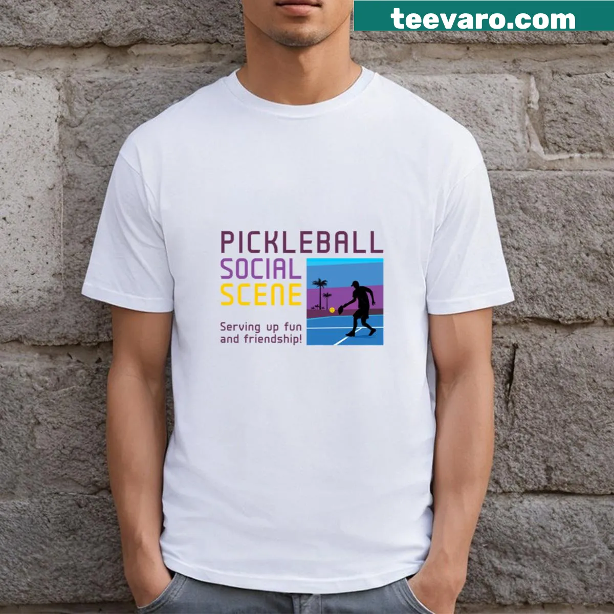 Playful pickleball t-shirt promoting fun and friendship — on a men's t-shirt