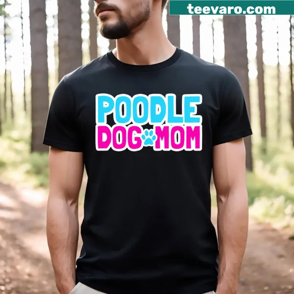 T-shirt with poodle and paw print graphic design