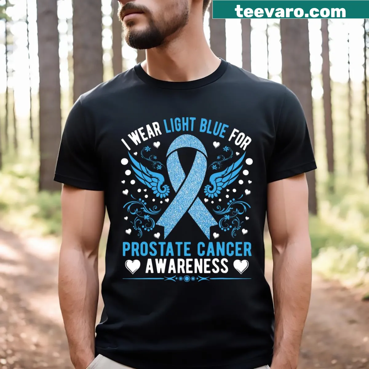 Awareness T-shirt promoting prostate cancer awareness. — on a men's t-shirt