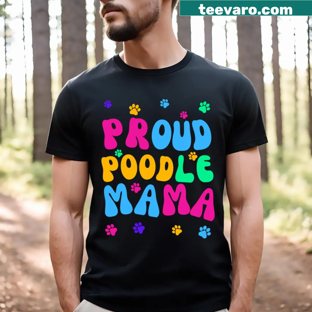 Fun text design for proud Poodle moms on a T-shirt — on a men's t-shirt