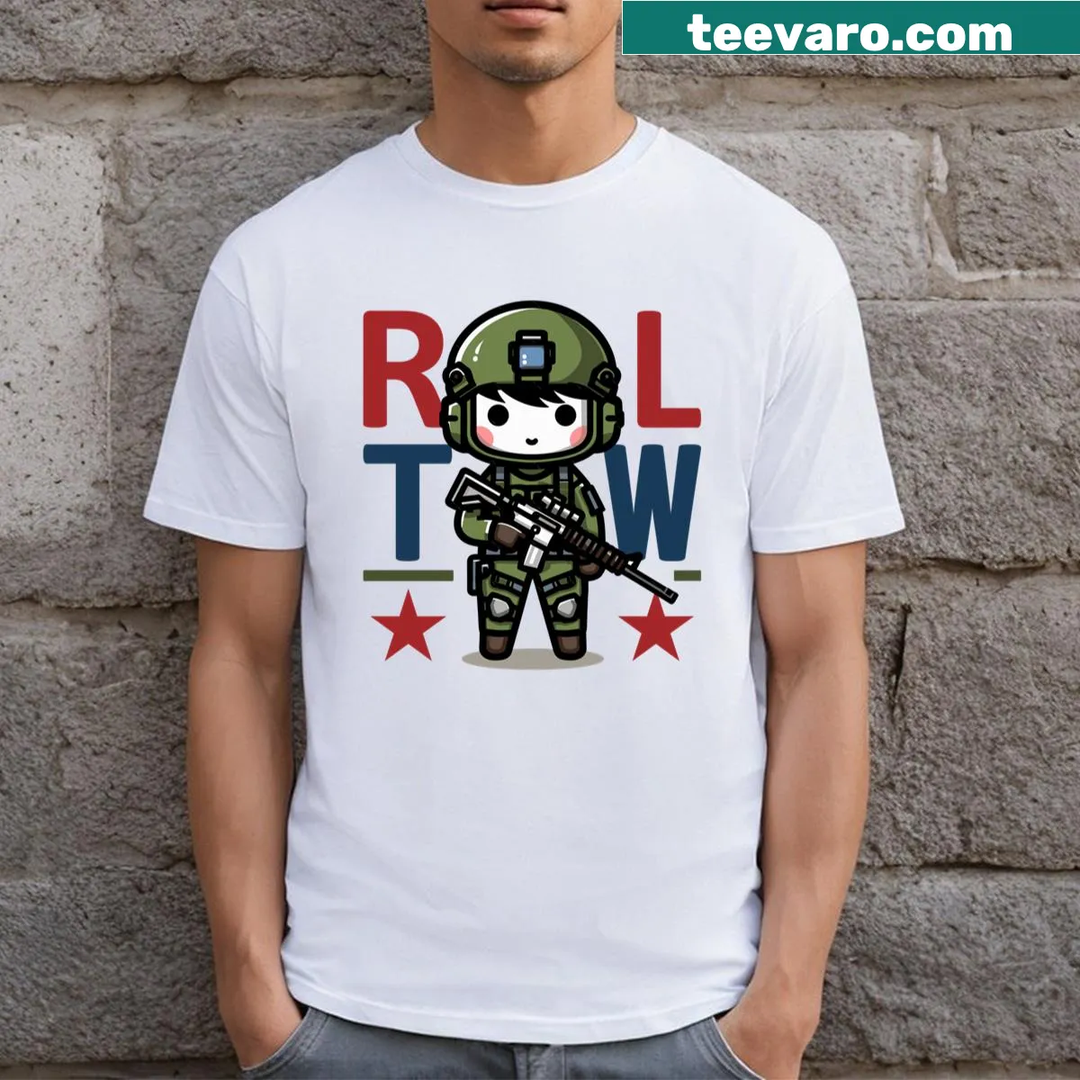 Rangers Lead The Way text T-shirt with strong typography — on a men's t-shirt