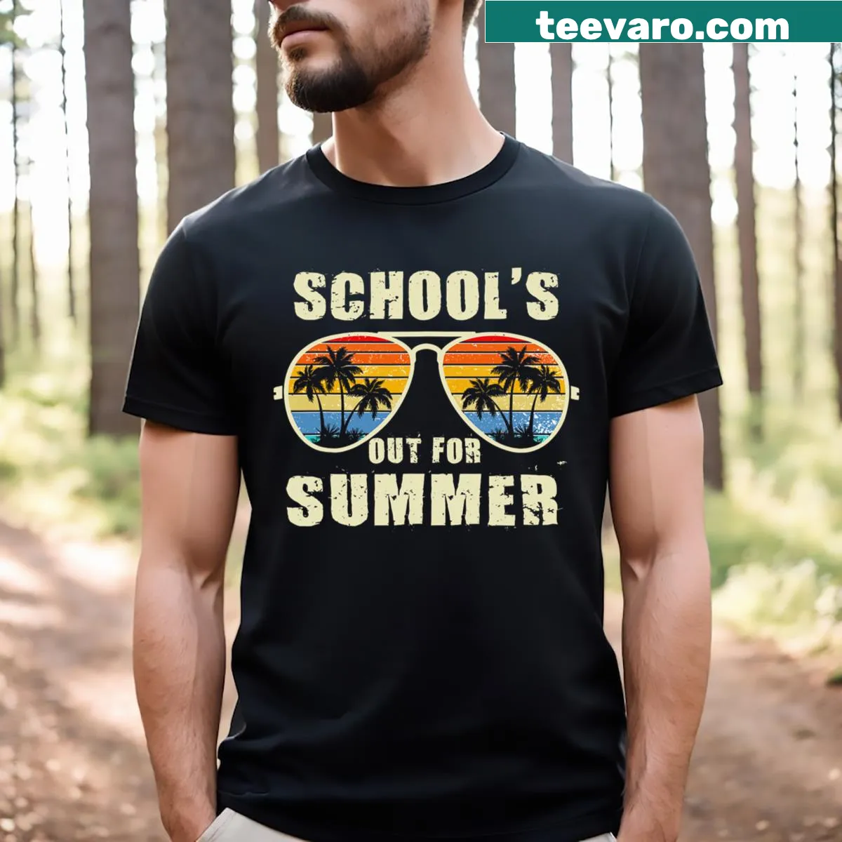 Retro t-shirt celebrating the last day of school for teachers. — on a men's t-shirt