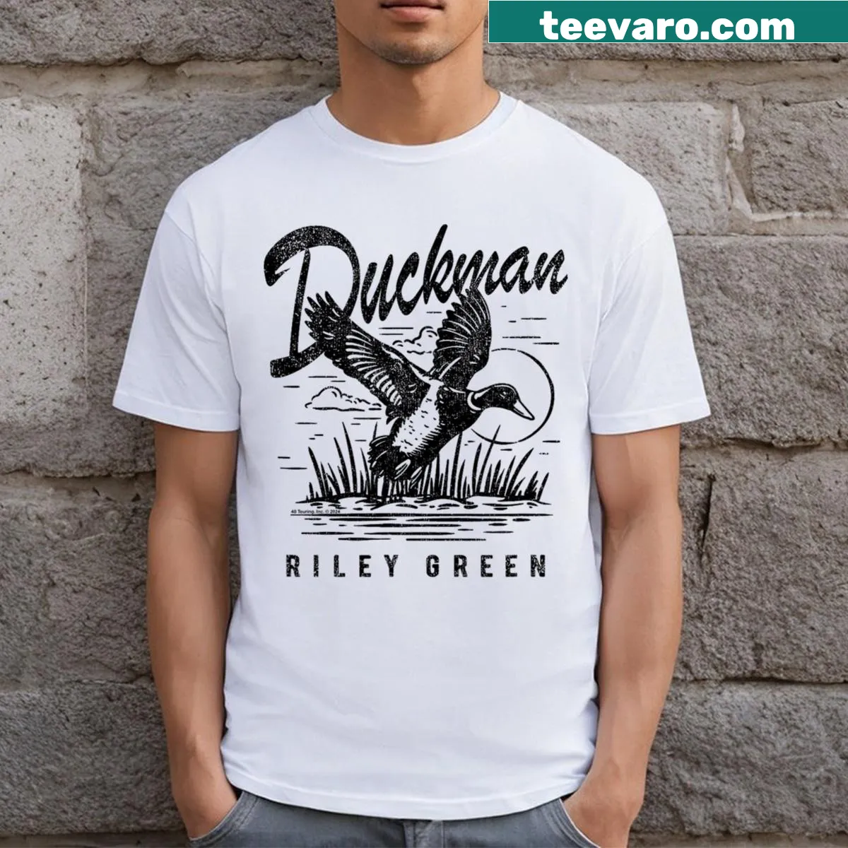 Illustrated Duckman design for Riley Green fans — on a men's t-shirt