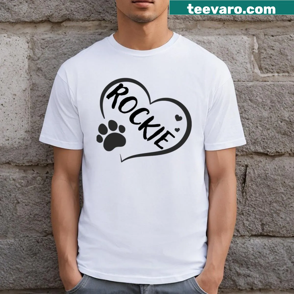 Heart design with paw print for pet lovers T-shirt — on a men's t-shirt