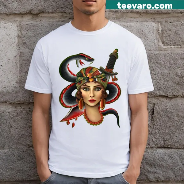 Vintage Sailor Jerry pin-up girl illustration t-shirt.