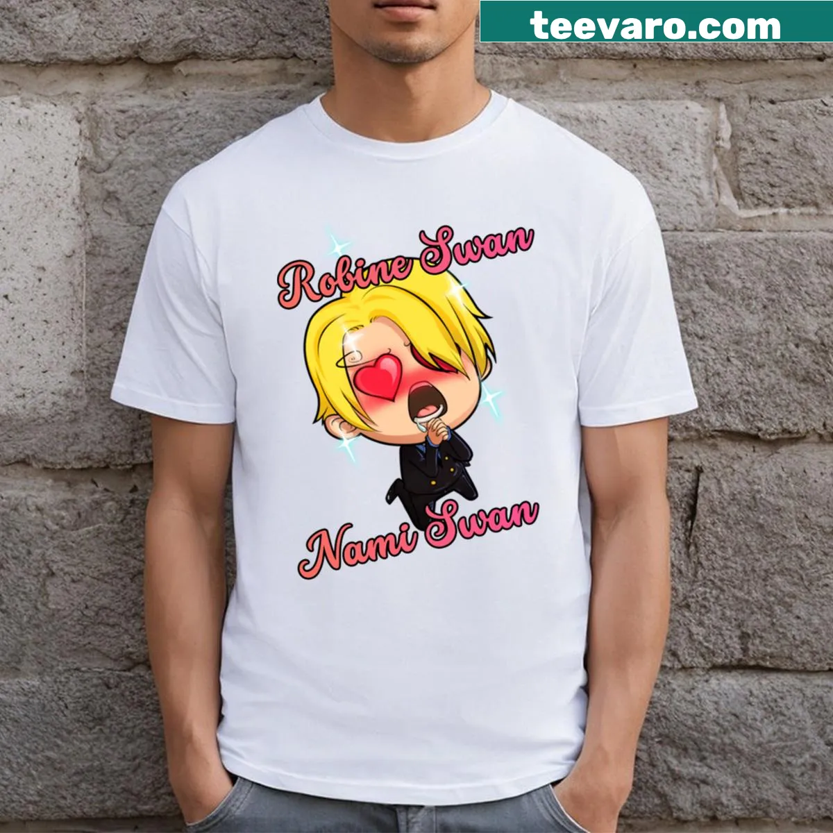 Sanji Lover T-shirt featuring a playful illustration of the character Sanji — on a men's t-shirt