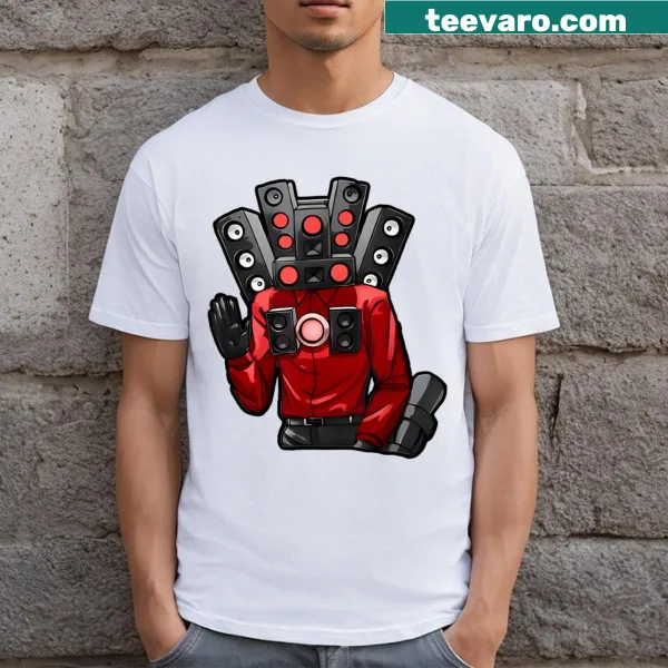 Cartoon graphic of the Skibidi Toilet meme on a t-shirt