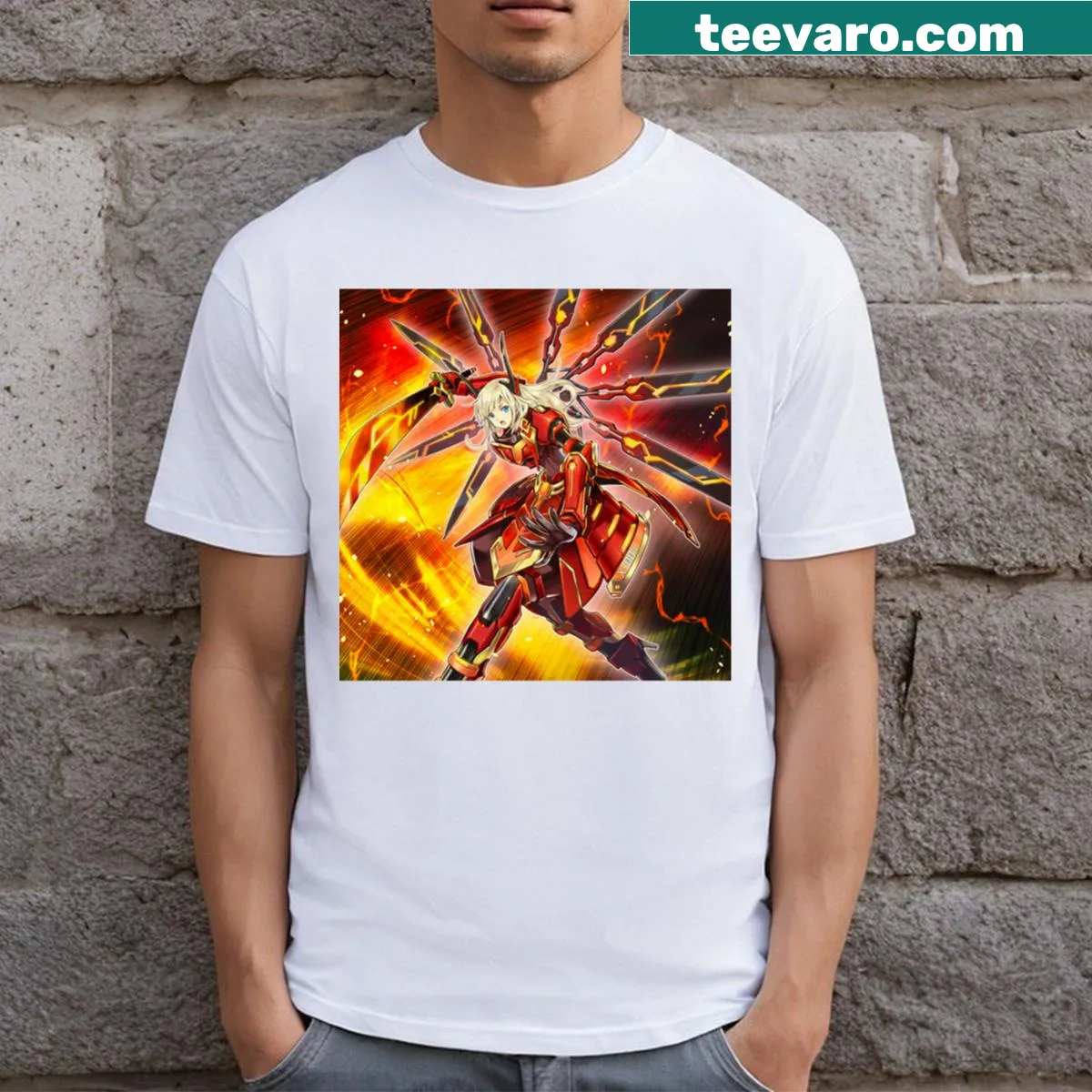 Dynamic aviation-themed character graphic on a t-shirt — on a men's t-shirt