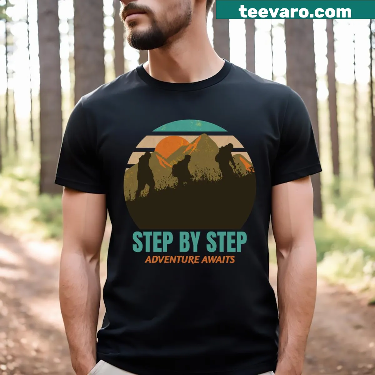 Inspirational hiking life T-shirt with adventure slogan — on a men's t-shirt