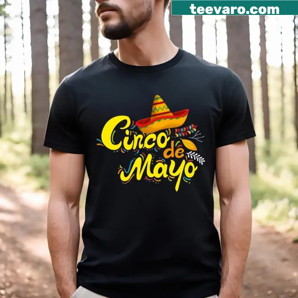 Colorful sticker graphic for Cinco de Mayo on a T-shirt