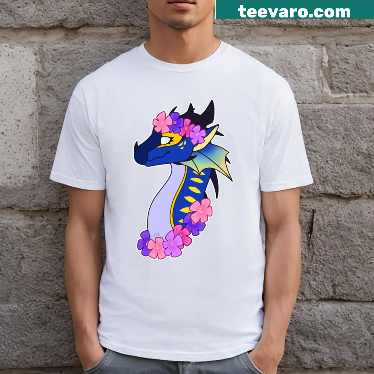 T-shirt featuring a tamarin with fiery wings in illustration style — on a men's t-shirt