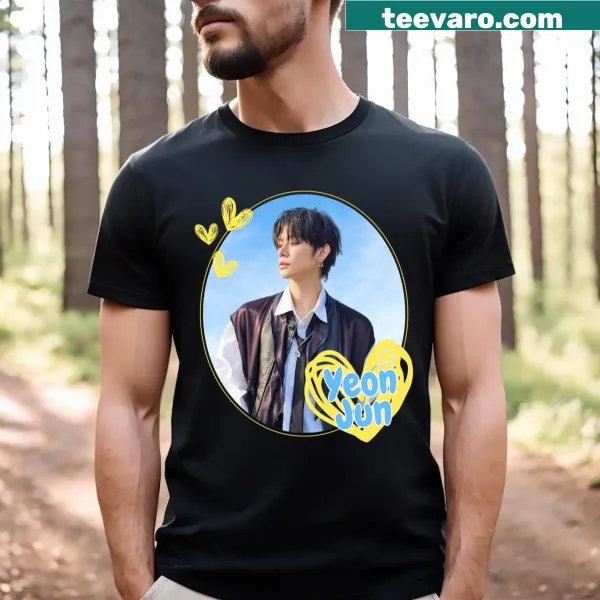 T-shirt featuring the text 'Yeonjun' in striking typography