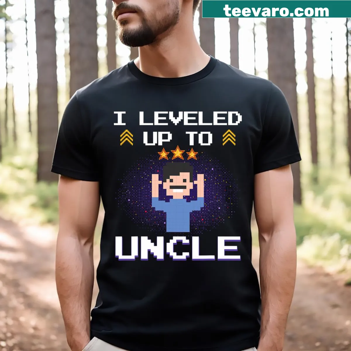 Humorous Uncle Gamer T-shirt with playful graphic — on a men's t-shirt