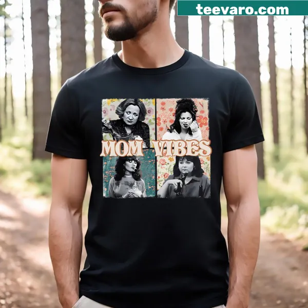 Vintage-style shirt featuring humorous mom life text and flowers