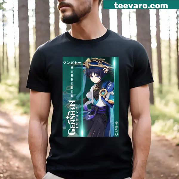 Graphic of a wanderer character from Genshin Impact.