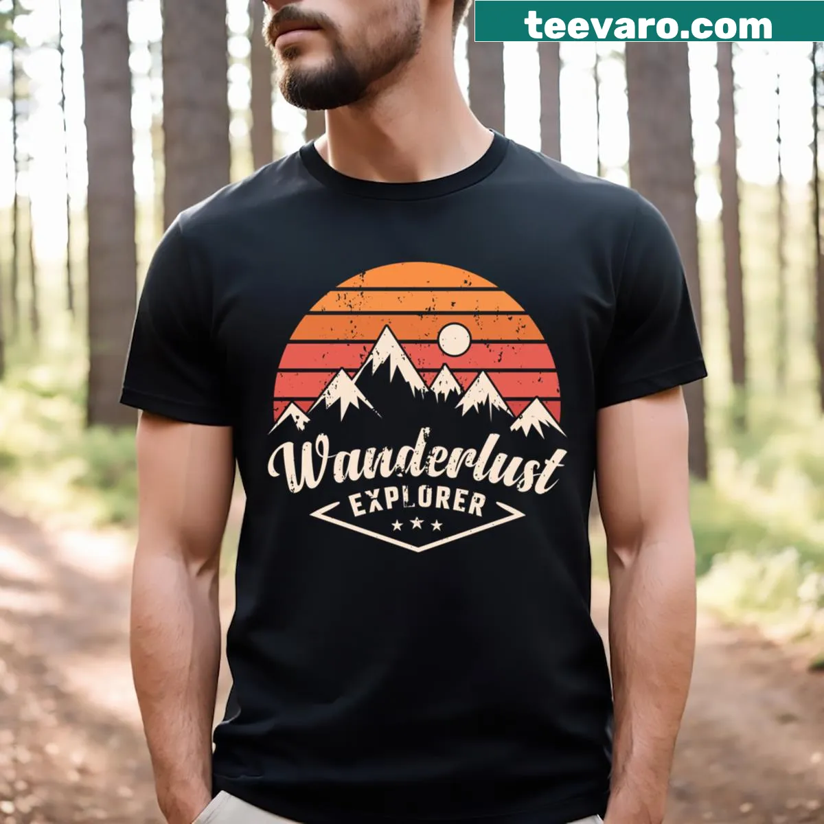 T-shirt with the word 'Explorer' promoting wanderlust — on a men's t-shirt