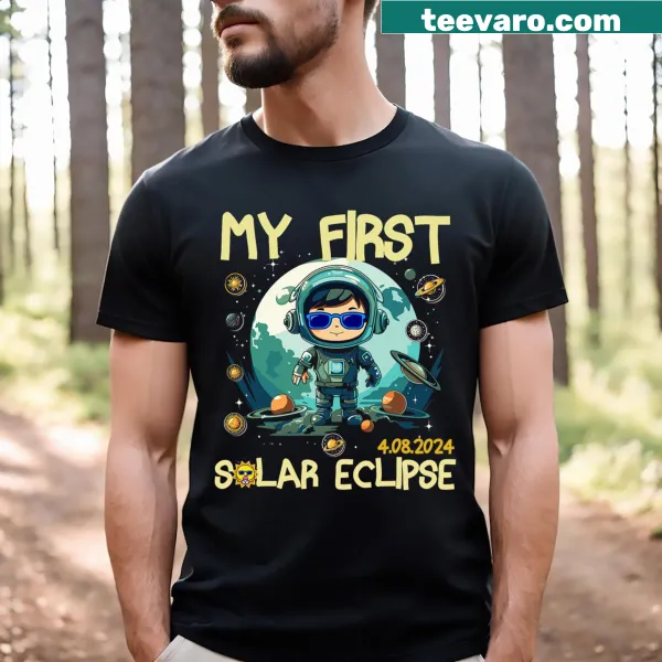 Kids T-shirt featuring solar eclipse graphics and playful text
