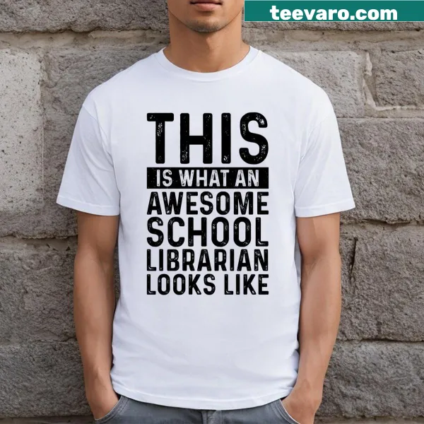 Funny T-shirt for school librarians with humorous book-themed graphics