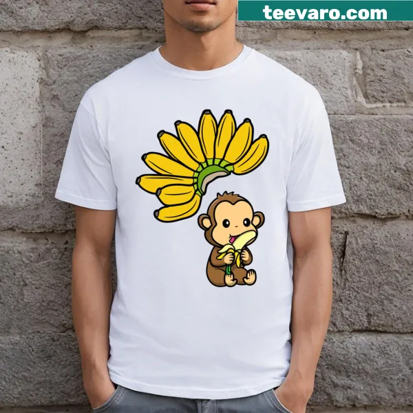 T-shirt featuring a banana and ruler graphic for scale