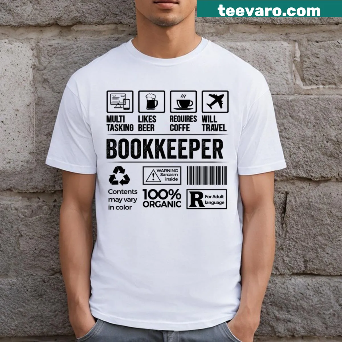 Funny bartender-themed graphic on a t-shirt — on a men's t-shirt