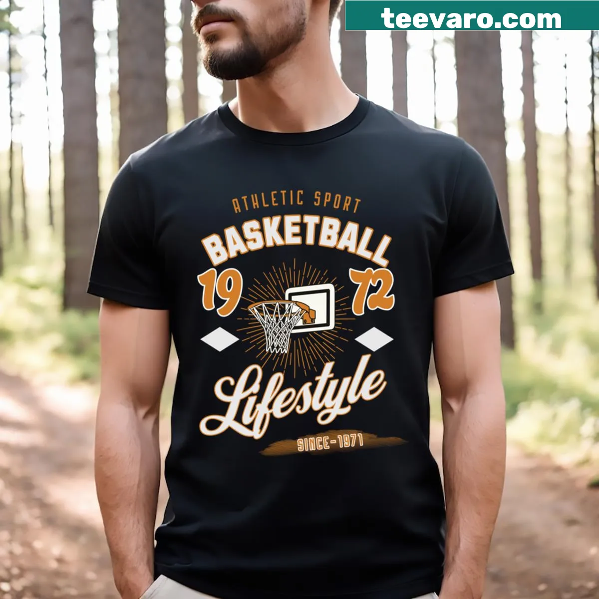 Basketball Lifestyle T-shirt with bold text — on a men's t-shirt