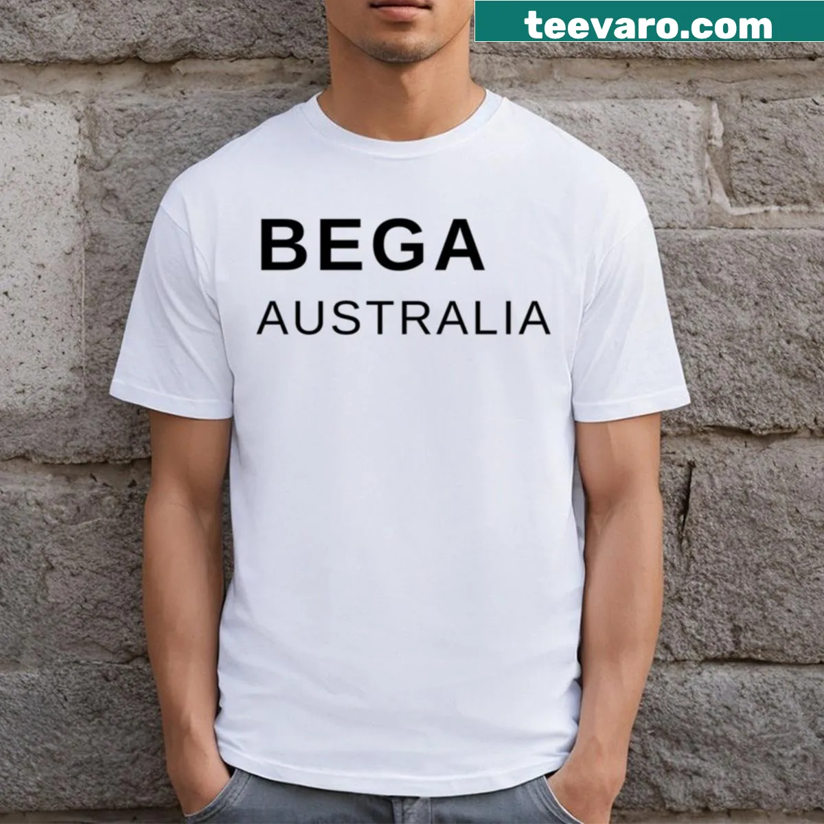 Vintage-style Bega, NSW graphic t-shirt — on a men's t-shirt