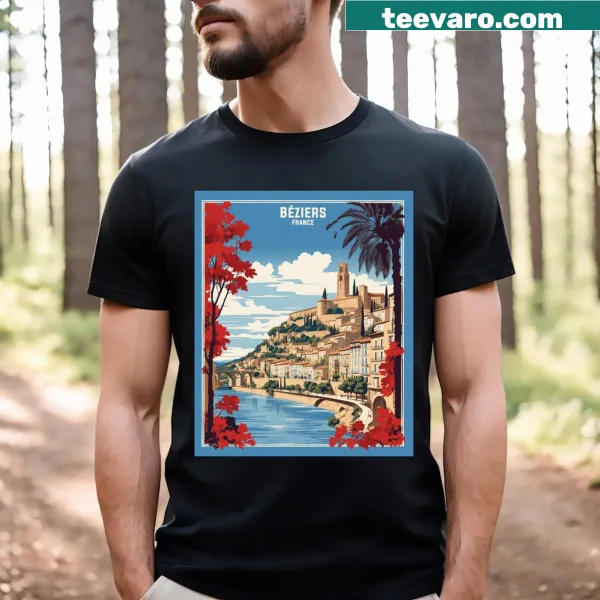 Vintage-style Béziers, France travel graphic t-shirt