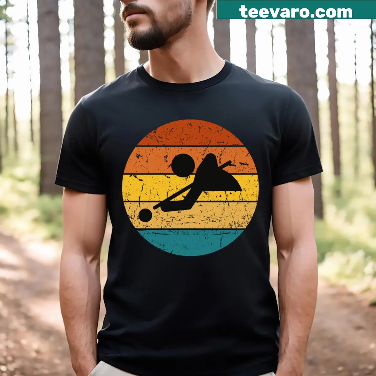 Vintage billiards-themed graphic t-shirt for players — on a men's t-shirt