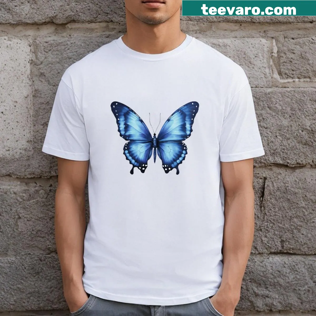 Charming butterfly illustration on a nature-themed t-shirt — on a men's t-shirt