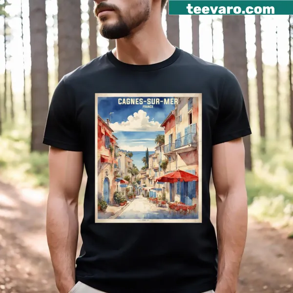 Vintage travel-themed t-shirt featuring Cagnes Sur Mer, France, design