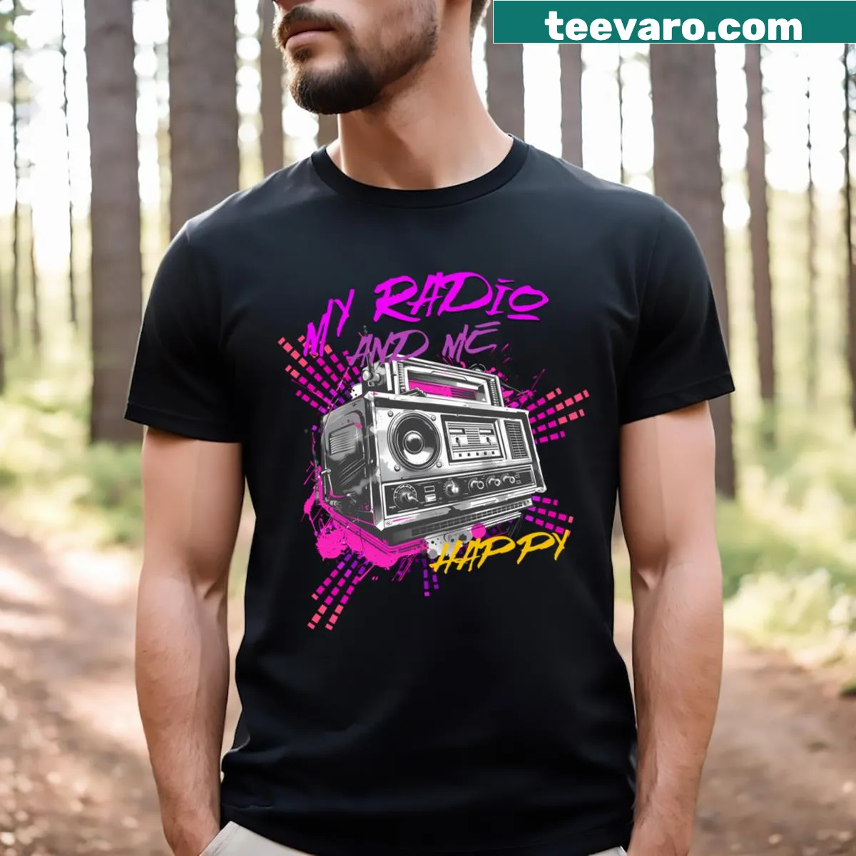 Artistic waves design on a digital dance-themed T-shirt — on a men's t-shirt