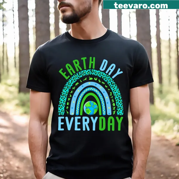 Rainbow-themed Earth Day design T-shirt