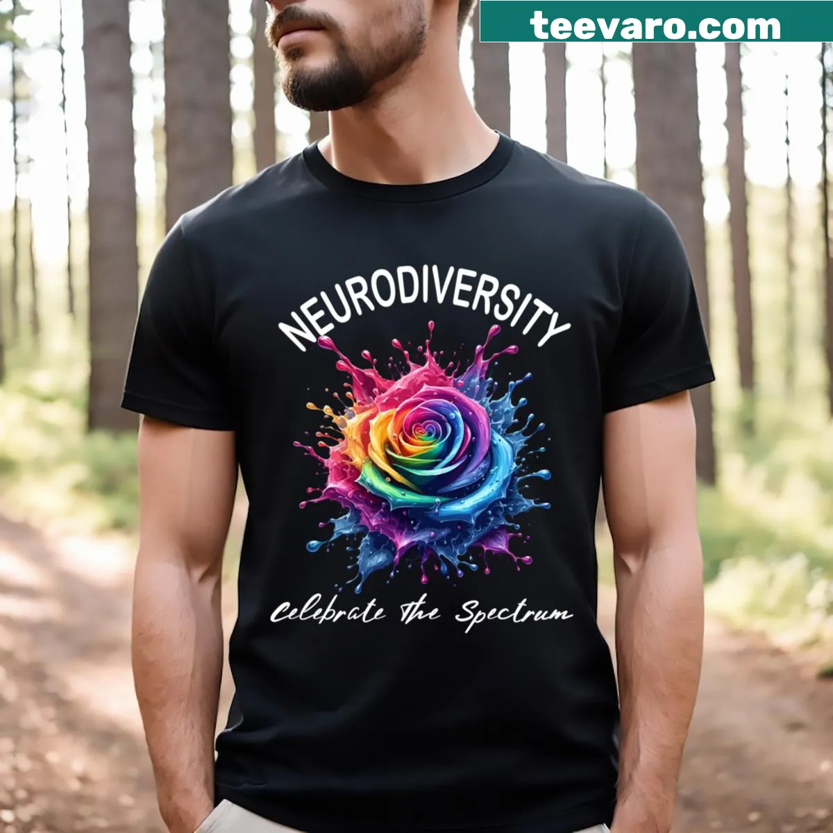 Inspirational T-shirt promoting neurodiversity and autism awareness. — on a men's t-shirt
