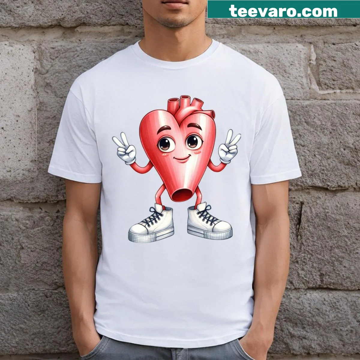 Humorous T-shirt with illustrations of medical tools — on a men's t-shirt