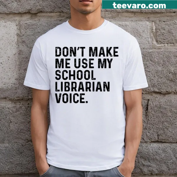 Humorous librarian graphic T-shirt with book-related text