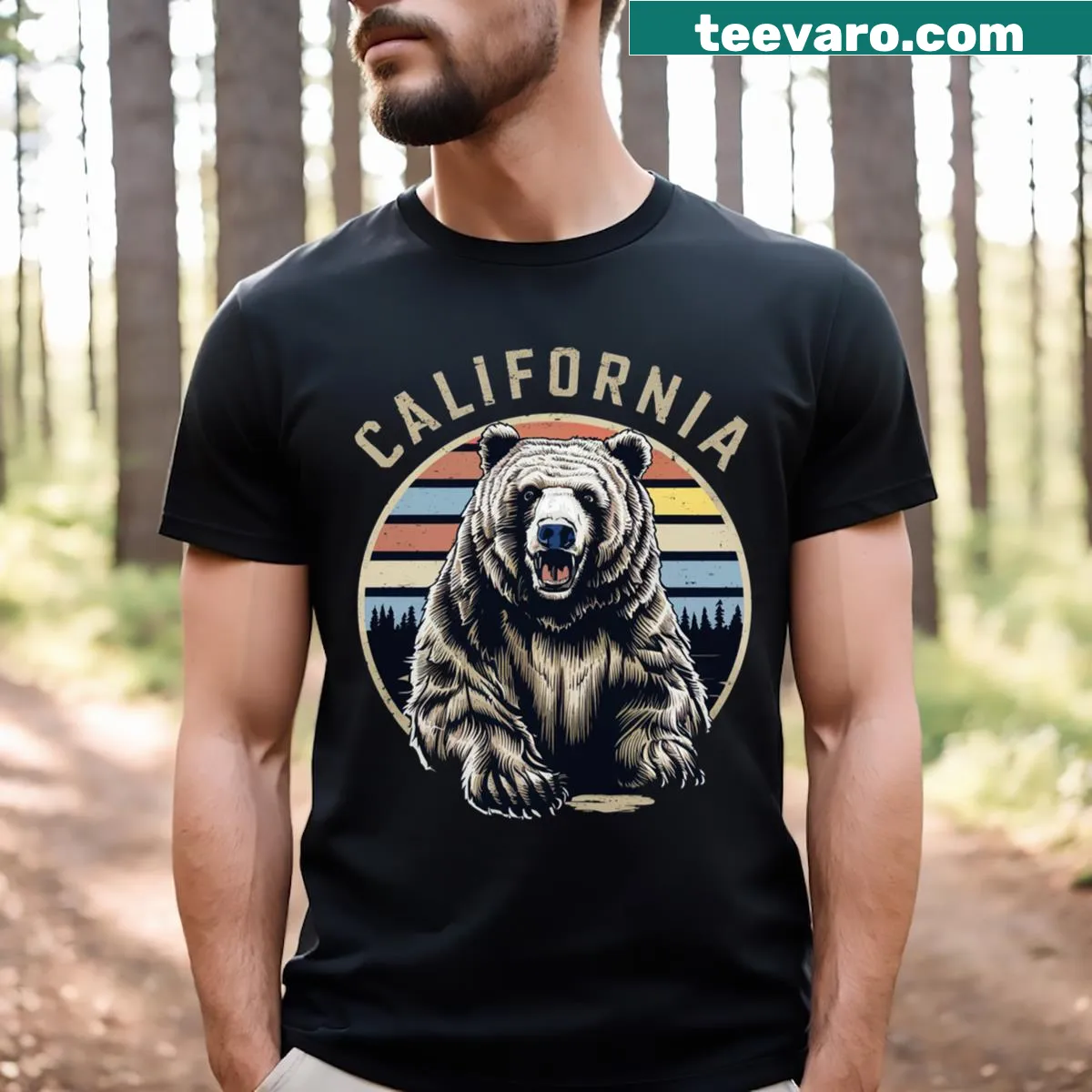 Golden State Vibes T-shirt featuring simple text design — on a men's t-shirt