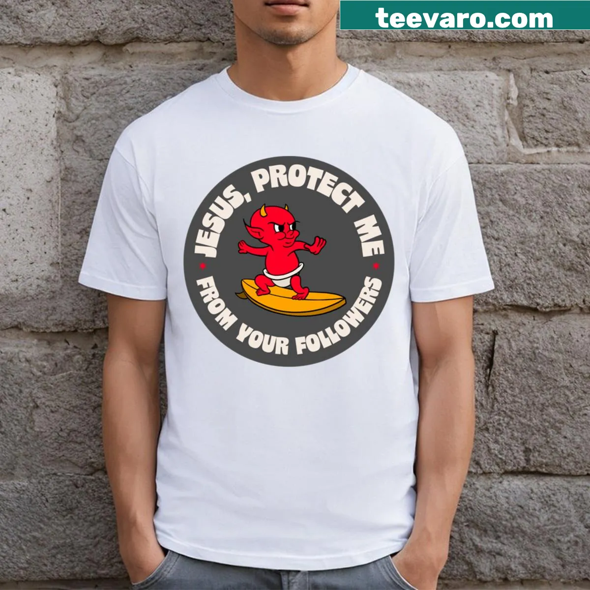 Funny T-shirt with a sarcastic religious quote — on a men's t-shirt