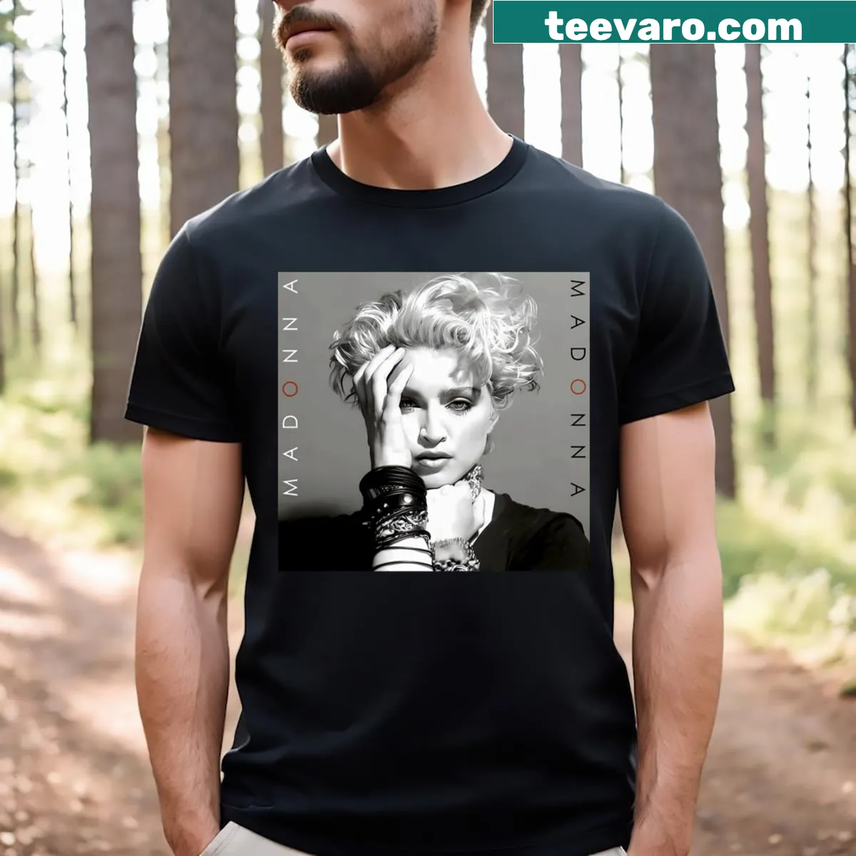 Vintage singer logo T-shirt celebrating iconic music — on a men's t-shirt