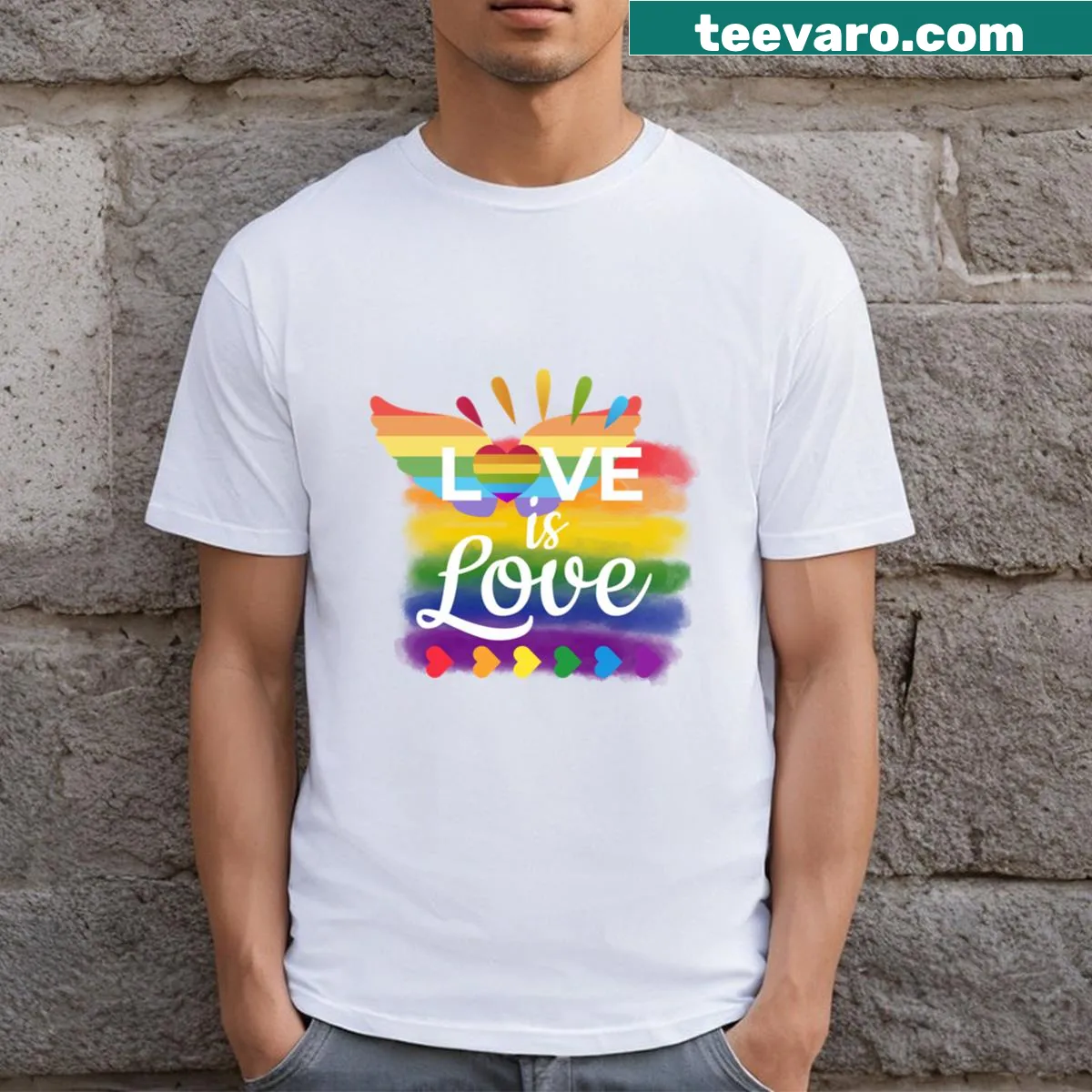 T-shirt with simple message 'Love Is Love' — on a men's t-shirt