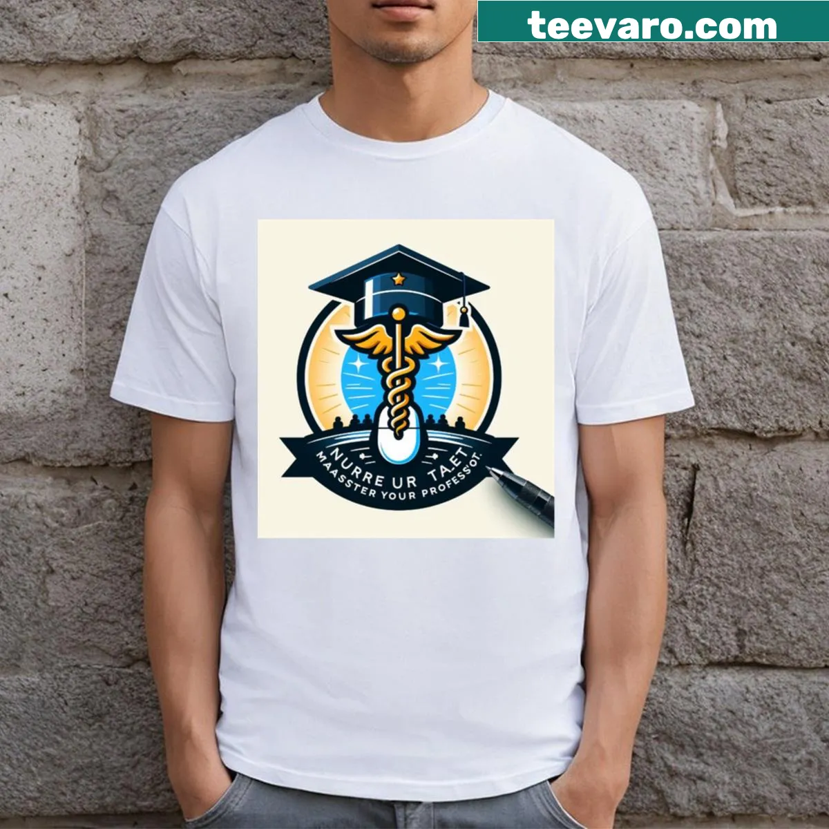 Shirt featuring the words 'Medicine And Doctors' in a clear design. — on a men's t-shirt