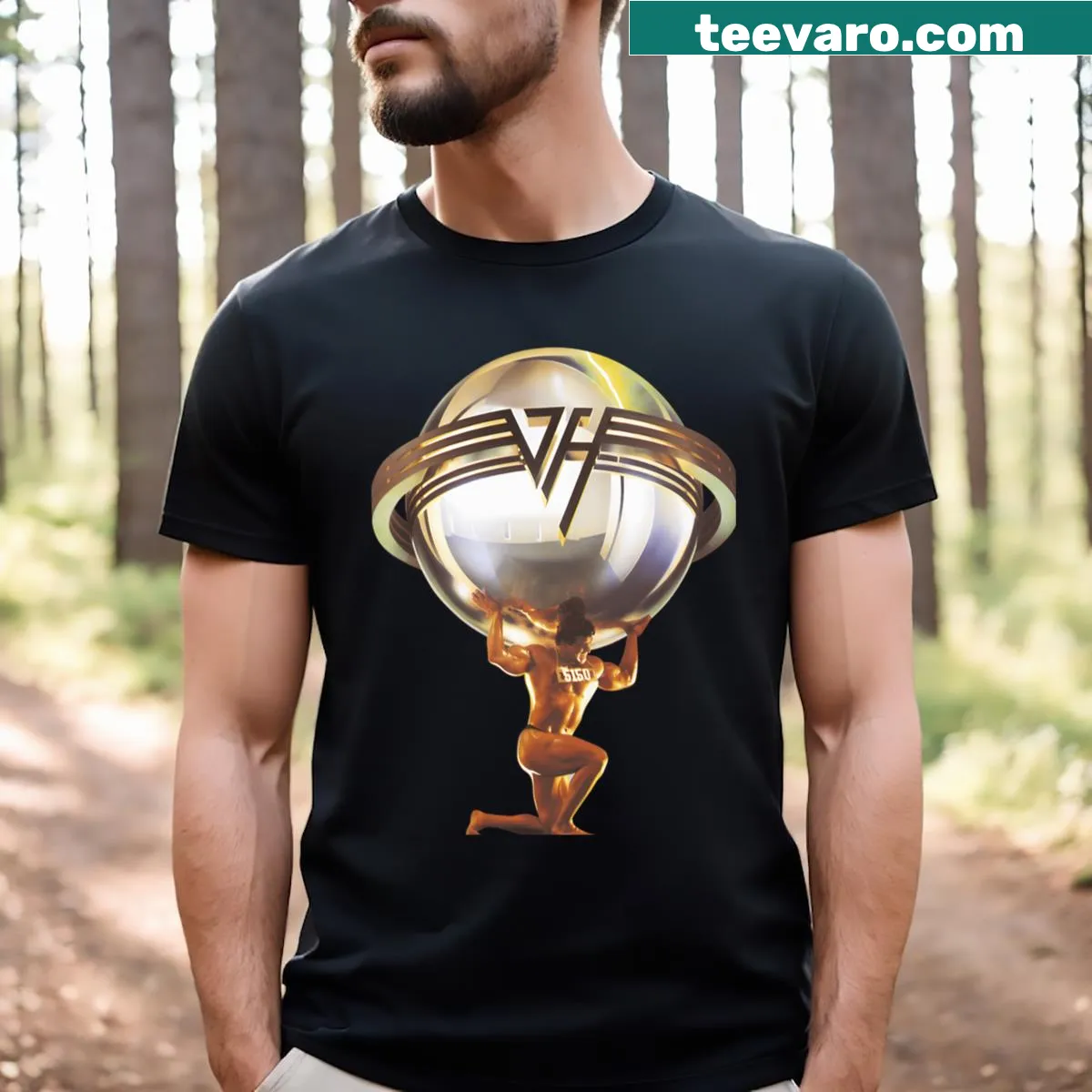 Vintage-style music band tour graphic on T-shirt — on a men's t-shirt